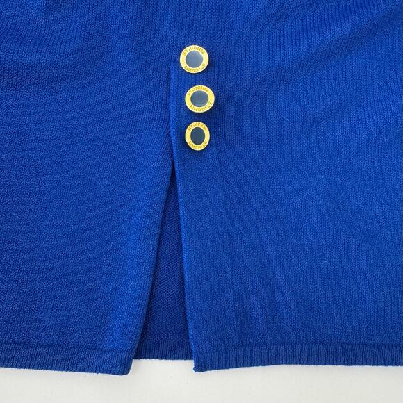 St. John Santana Knit SET Short Sleeve Cardigan and Skirt Blue Vintage | Size 6 - Picture 11 of 13